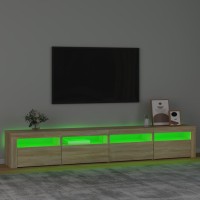 vidaXL TV Stand with LED Lights Sonoma Oak 94.5