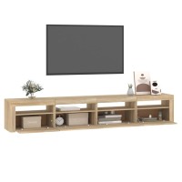 vidaXL TV Stand with LED Lights Sonoma Oak 94.5