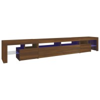 vidaXL TV Stand with LED Lights Brown Oak 102.4