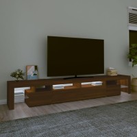 vidaXL TV Stand with LED Lights Brown Oak 102.4