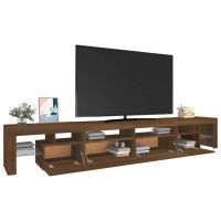 vidaXL TV Stand with LED Lights Brown Oak 102.4