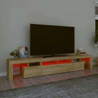 vidaXL TV Stand with LED Lights Sonoma Oak 90.6