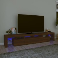 vidaXL TV Stand with LED Lights Brown Oak 90.6