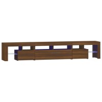 vidaXL TV Stand with LED Lights Brown Oak 90.6