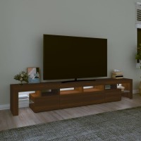 vidaXL TV Stand with LED Lights Brown Oak 90.6