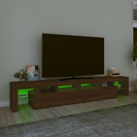 vidaXL TV Stand with LED Lights Brown Oak 90.6