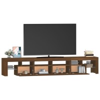 vidaXL TV Stand with LED Lights Brown Oak 90.6