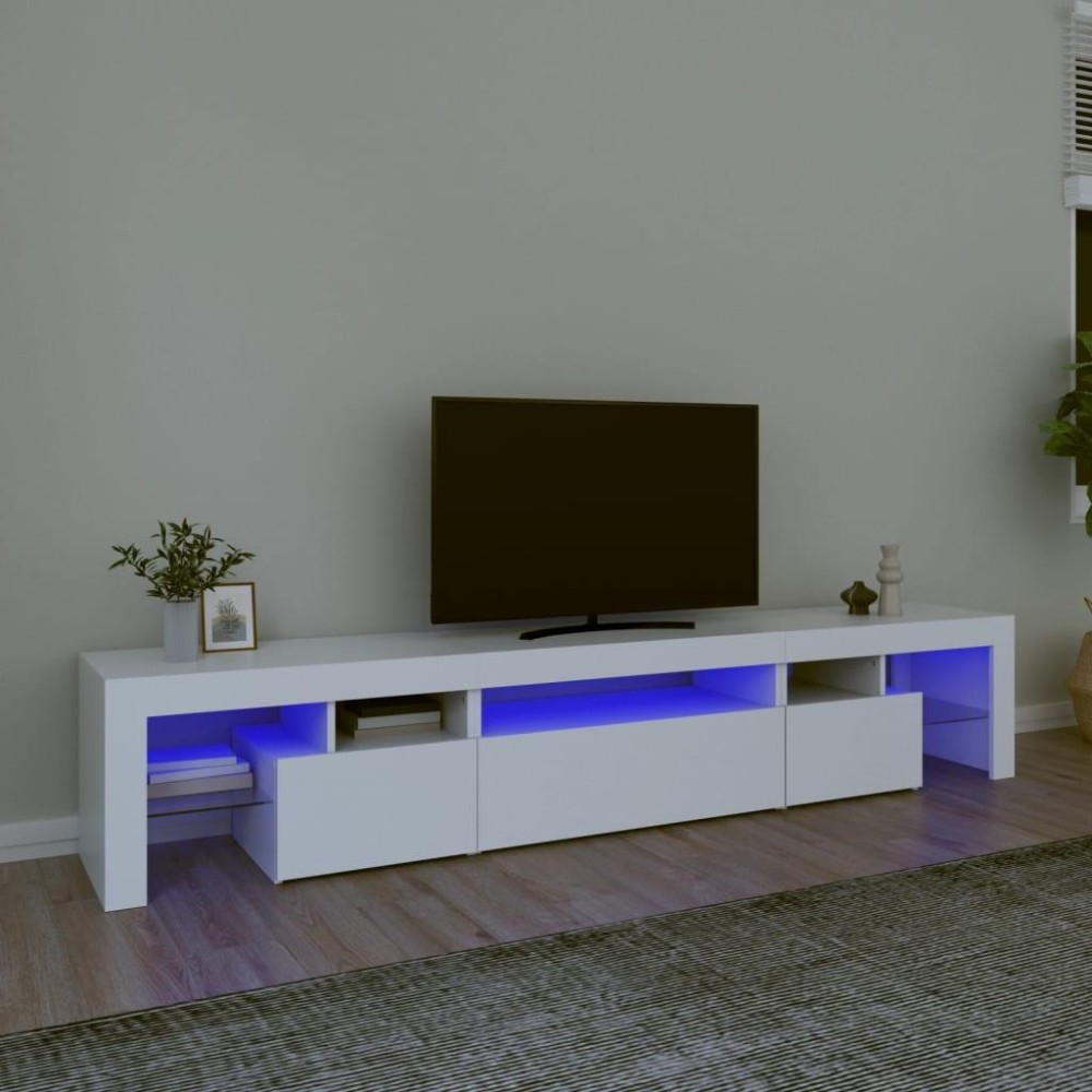 vidaXL TV Stand with LED Lights White 84.6