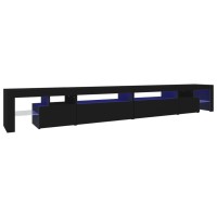 vidaXL TV Stand with LED Lights Black 114.2