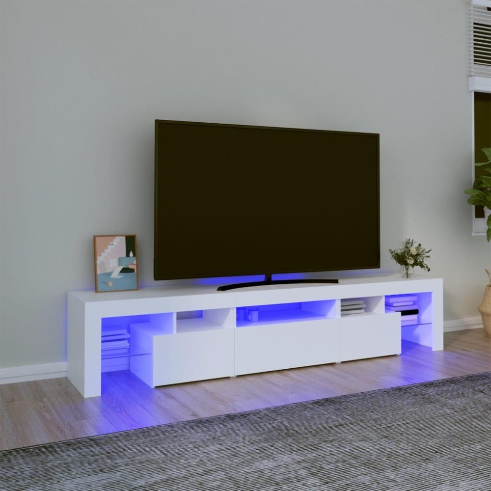 vidaXL TV Stand with LED Lights White 78.7