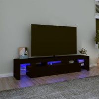 vidaXL TV Stand with LED Lights Black 78.7