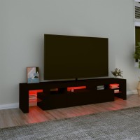 vidaXL TV Stand with LED Lights Black 78.7