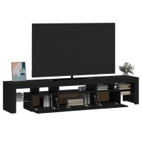 vidaXL TV Stand with LED Lights Black 78.7