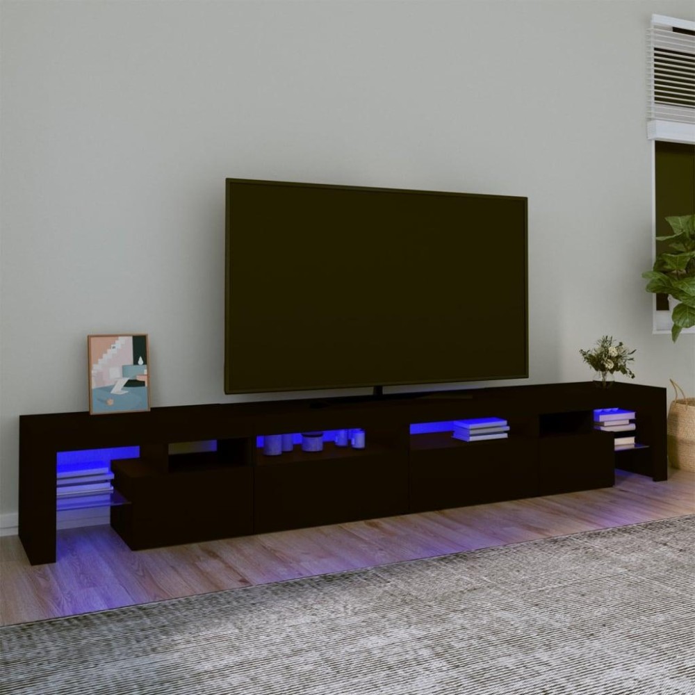 vidaXL TV Stand with LED Lights Black 102.4