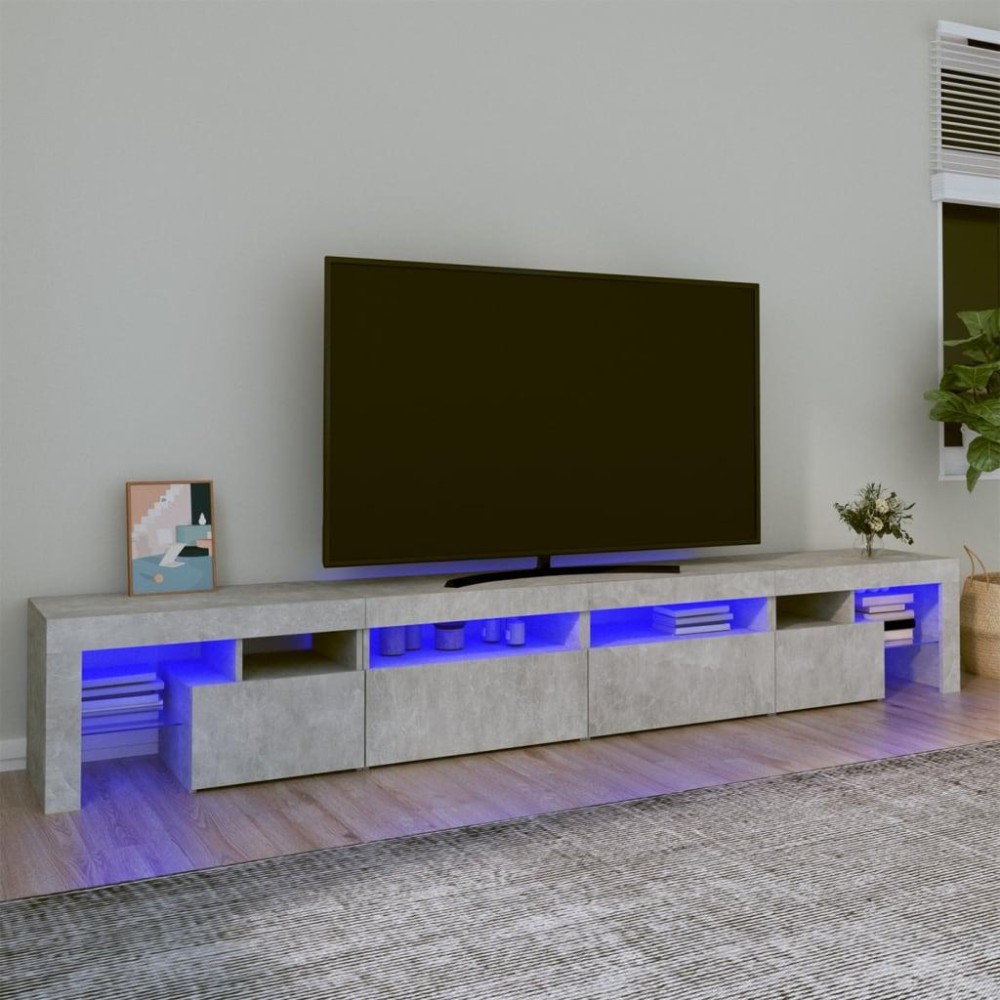 vidaXL TV Stand with LED Lights Concrete Gray 102.4