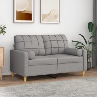 vidaXL 2-Seater Sofa with Pillows&Cushions Light Gray 47.2