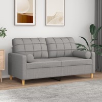 vidaXL 2-Seater Sofa with Pillows&Cushions Light Gray 55.1