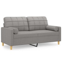 vidaXL 2-Seater Sofa with Pillows&Cushions Light Gray 55.1