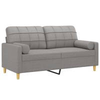 vidaXL 2-Seater Sofa with Pillows&Cushions Light Gray 55.1