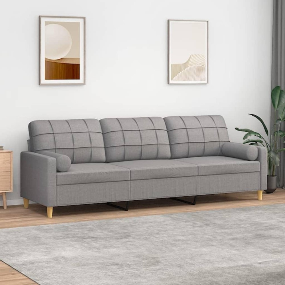 vidaXL 3-Seater Sofa with Pillows&Cushions Light Gray 82.7