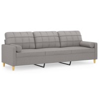 vidaXL 3-Seater Sofa with Pillows&Cushions Light Gray 82.7