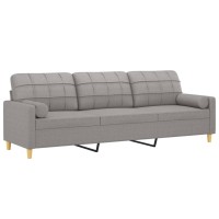 vidaXL 3-Seater Sofa with Pillows&Cushions Light Gray 82.7