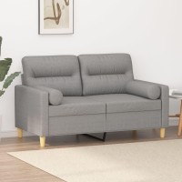 vidaXL 2-Seater Sofa with Pillows&Cushions Light Gray 47.2