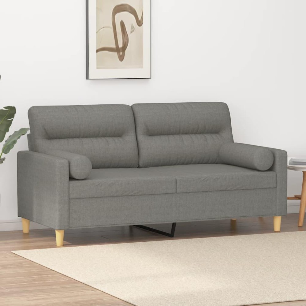 vidaXL 2-Seater Sofa with Pillows&Cushions Dark Gray 55.1