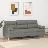 vidaXL 3-Seater Sofa with Pillows&Cushions Dark Gray 70.9