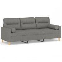 vidaXL 3-Seater Sofa with Pillows&Cushions Dark Gray 70.9