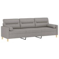 vidaXL 3-Seater Sofa with Pillows&Cushions Light Gray 82.7