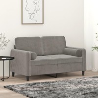 vidaXL 2-Seater Sofa with Pillows&Cushions Light Gray 47.2