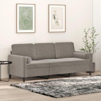 vidaXL 3-Seater Sofa with Pillows&Cushions Light Gray 70.9