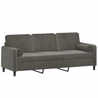 vidaXL 3-Seater Sofa with Pillows&Cushions Dark Gray 70.9