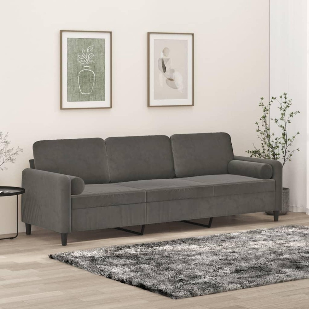 vidaXL 3-Seater Sofa with Pillows&Cushions Dark Gray 82.7