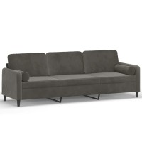 vidaXL 3-Seater Sofa with Pillows&Cushions Dark Gray 82.7