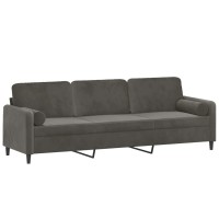 vidaXL 3-Seater Sofa with Pillows&Cushions Dark Gray 82.7