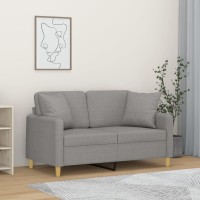 vidaXL 2-Seater Sofa with Pillows&Cushions Light Gray 47.2