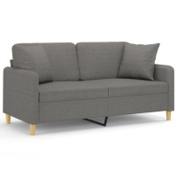 vidaXL 2-Seater Sofa with Pillows&Cushions Dark Gray 55.1