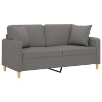 vidaXL 2-Seater Sofa with Pillows&Cushions Dark Gray 55.1