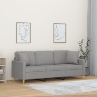 vidaXL 3-Seater Sofa with Pillows&Cushions Light Gray 70.9
