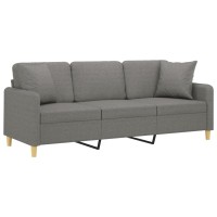 Vidaxl 3-Seater Sofa With Pillows&Cushions Dark Gray 70.9 Fabric