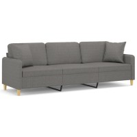 vidaXL 3-Seater Sofa with Pillows&Cushions Dark Gray 82.7