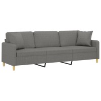 vidaXL 3-Seater Sofa with Pillows&Cushions Dark Gray 82.7