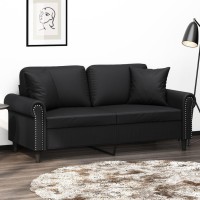 vidaXL 2-Seater Sofa with Pillows&Cushions Black 55.1