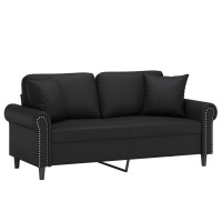 vidaXL 2-Seater Sofa with Pillows&Cushions Black 55.1