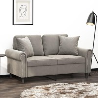 vidaXL 2-Seater Sofa with Pillows&Cushions Light Gray 47.2