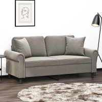 vidaXL 2-Seater Sofa with Pillows&Cushions Light Gray 55.1