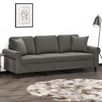 vidaXL 3-Seater Sofa with Pillows&Cushions Dark Gray 70.9