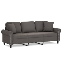 vidaXL 3-Seater Sofa with Pillows&Cushions Dark Gray 70.9